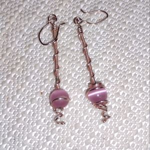 Pink bead earrings. Handmade